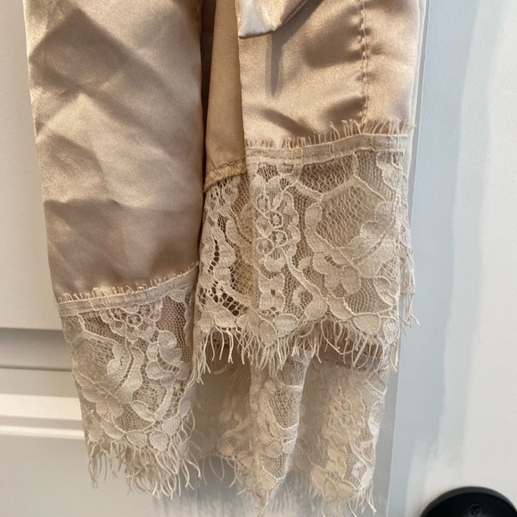 Gold Lace Trim Satin Robe - Picture 2 of 3